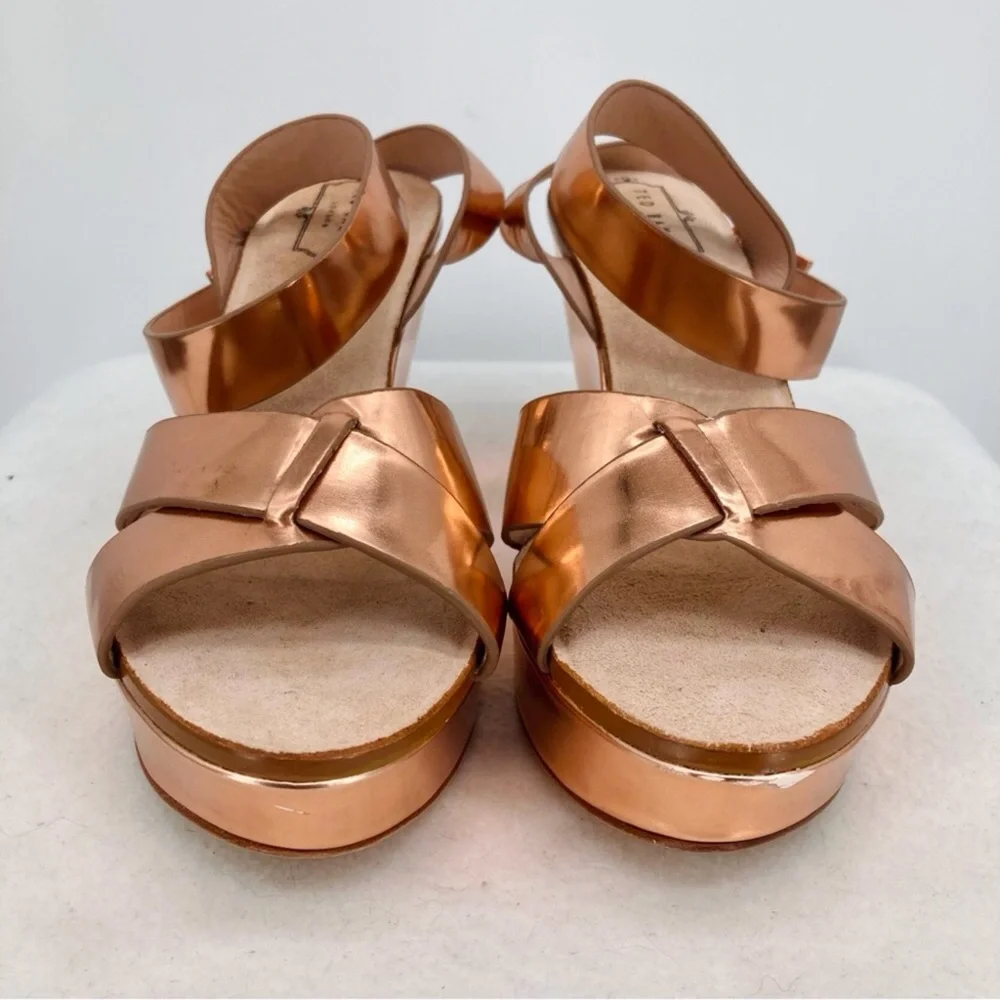 Ted Baker London Merlotte Platform Wedge Rose Gold Sandals Size 8.5 - Picture 2 of 12